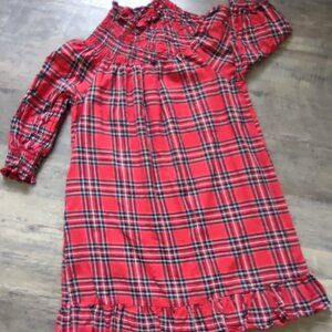 Sugarlips Boswell Tartan Plaid Red-Multi Smocked Yoke Mini Dress Sz Small